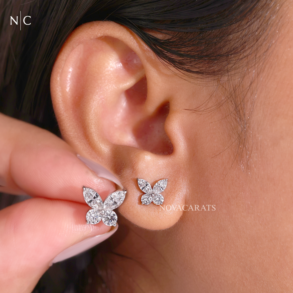Marquise Cut Butterfly Stud Earrings
