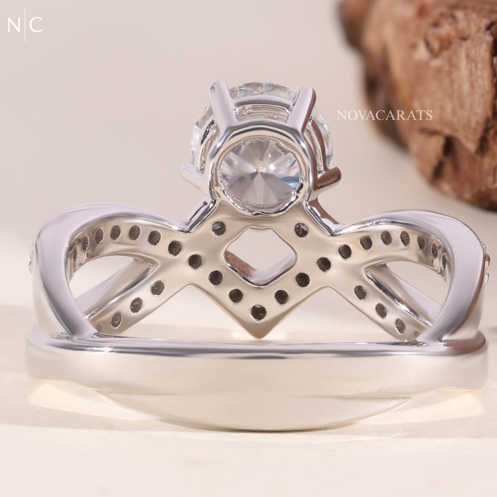 Round Cut Infinity Twist Bypass Split Shank Ring