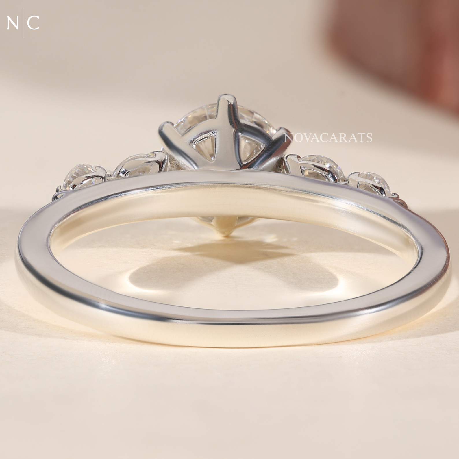 Graduated Round Cut Cascading Side Stone Cluster Ring