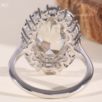 Vintage Floral Champagne Oval Halo Ring