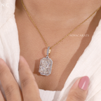 Radiant Cut Halo Diamond Pendent Necklace