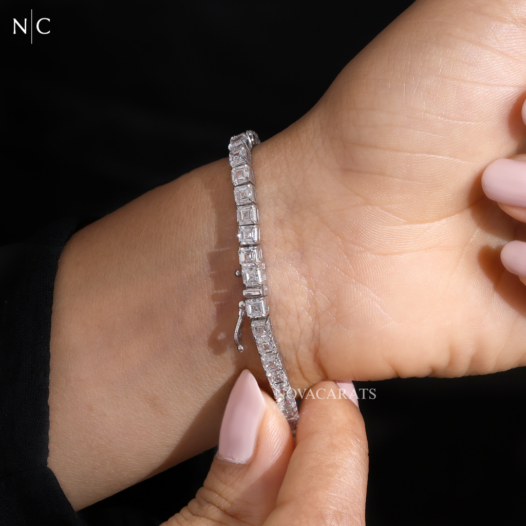 Classic Asscher Cut Diamond Tennis Bracelet