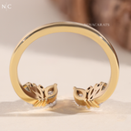 Unique Open Bypass Floral Wedding Ring