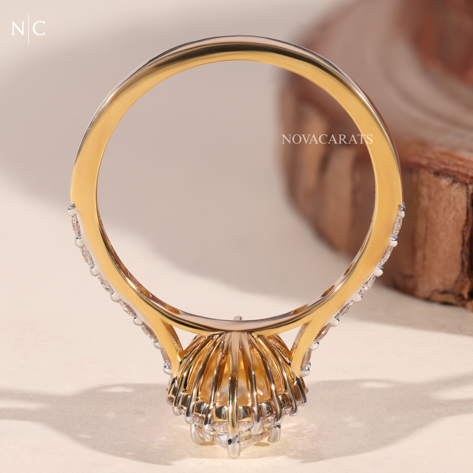 Marquise Cut Unique Floral Halo Ring