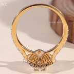 Marquise Cut Floral Halo Vintage Inspired Engagement Ring