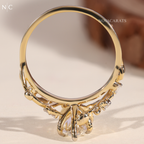 Marquise Cut Unique Botanical Nature Inspired Diamond Ring