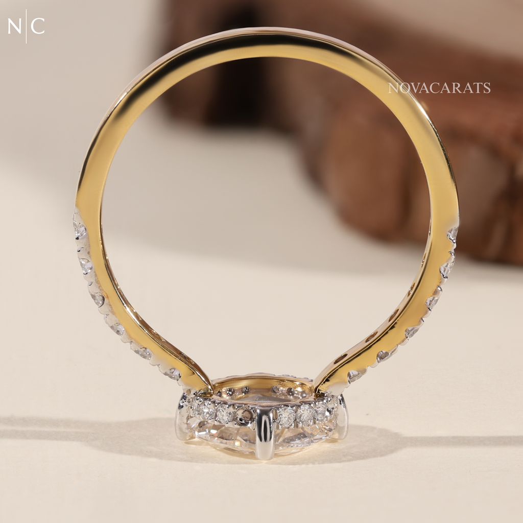 Round Rose Cut Hidden halo Pave Diamond Ring