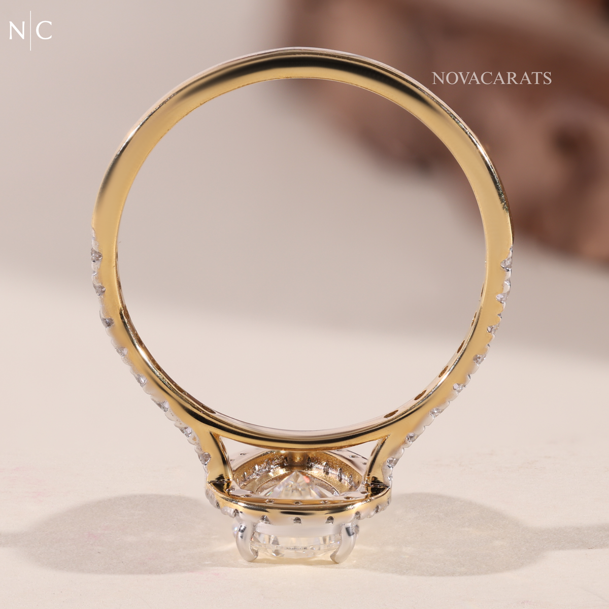 Pear Cut Unique Halo Engagement Ring