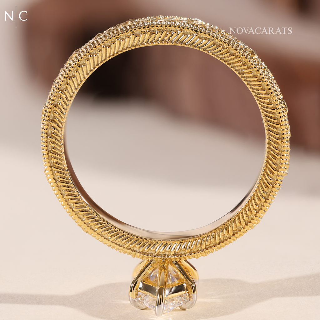 Marquise Cut Vintage Floral Engraved Ring