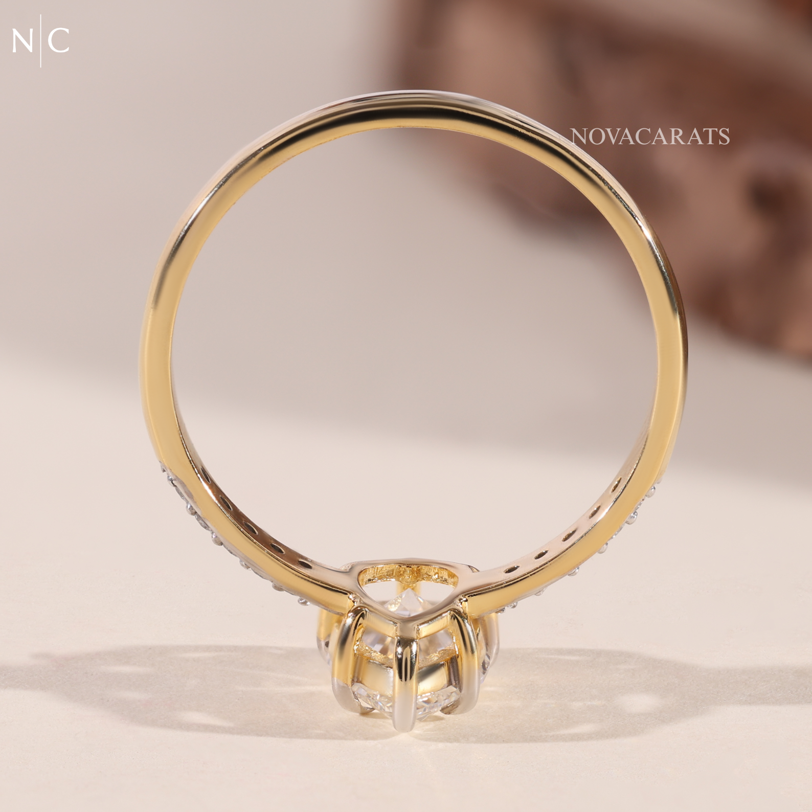 Pear Cut Hidden Halo Solitaire Ring