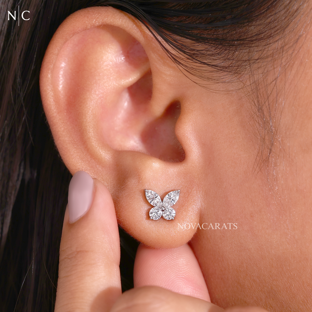 Marquise Cut Butterfly Stud Earrings