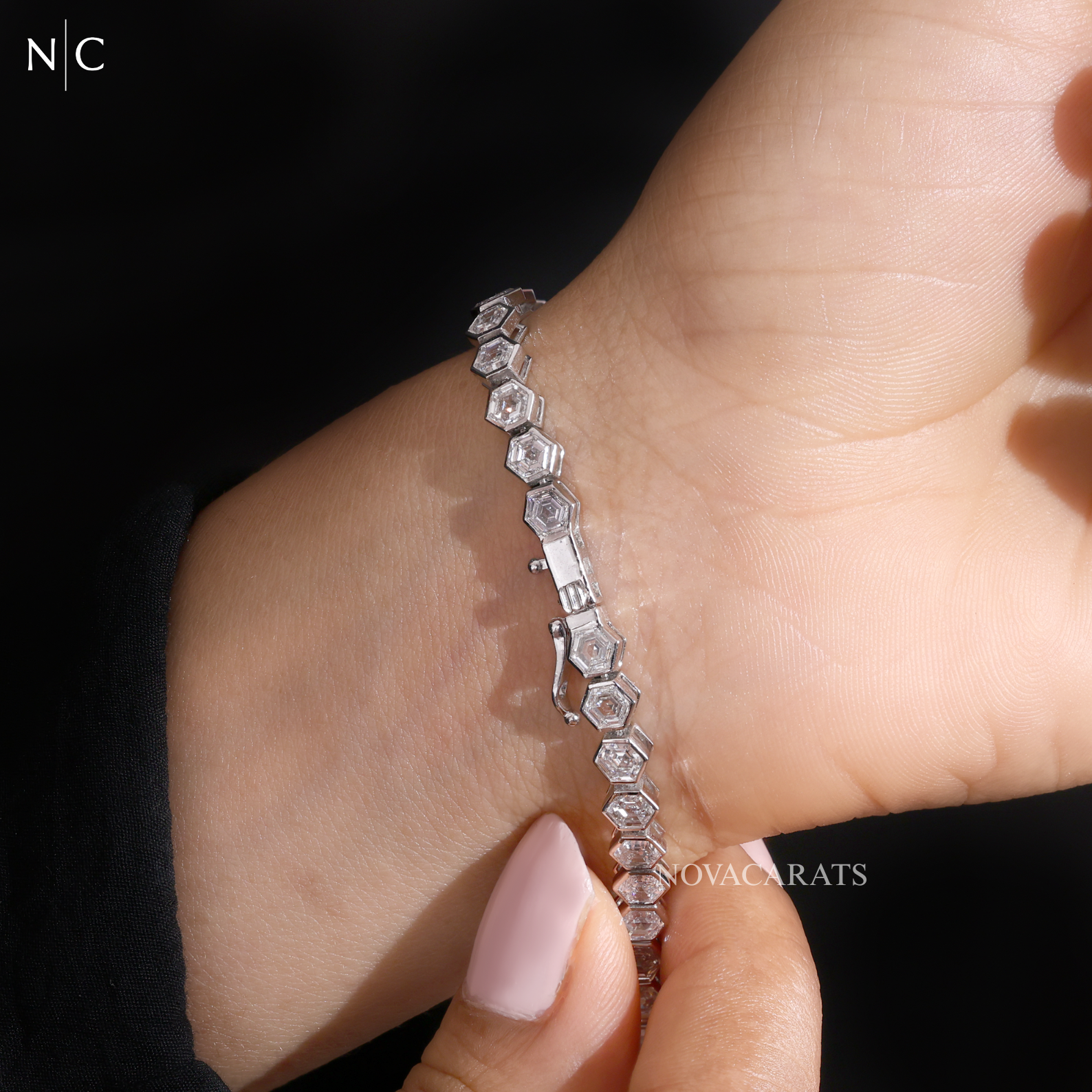 Hexagonal Cut Diamond Tennis Bracelet