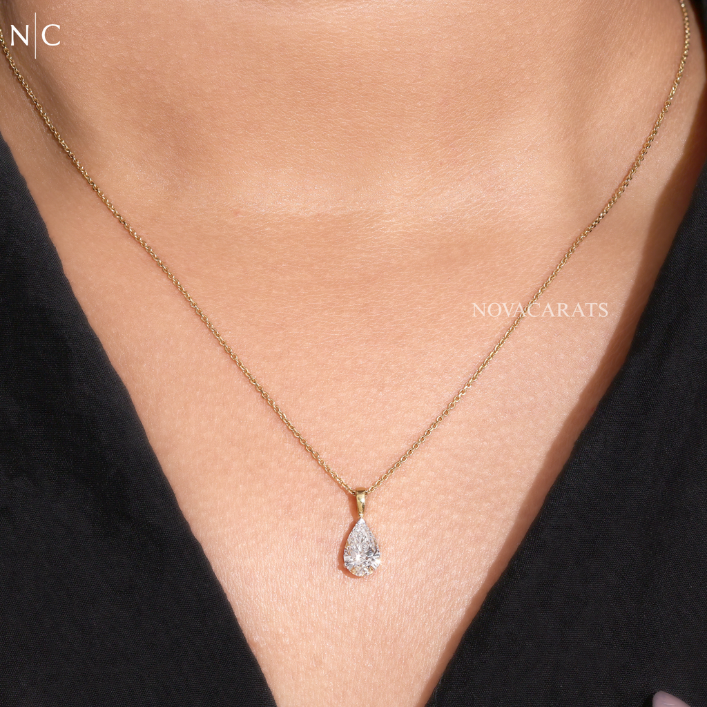 Pear Cut Solitaire Diamond Pendant