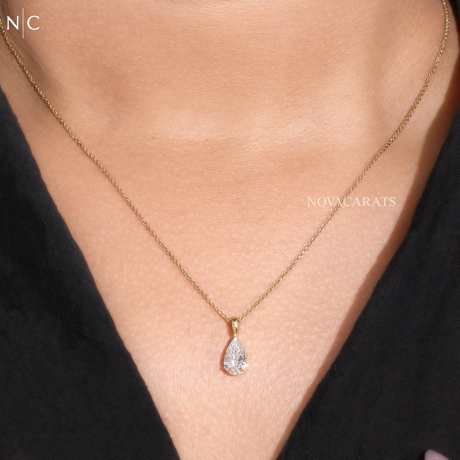 Pear Cut Solitaire Diamond Pendant
