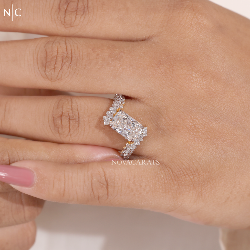 Radiant Cut Floral Cluster Diamond Ring