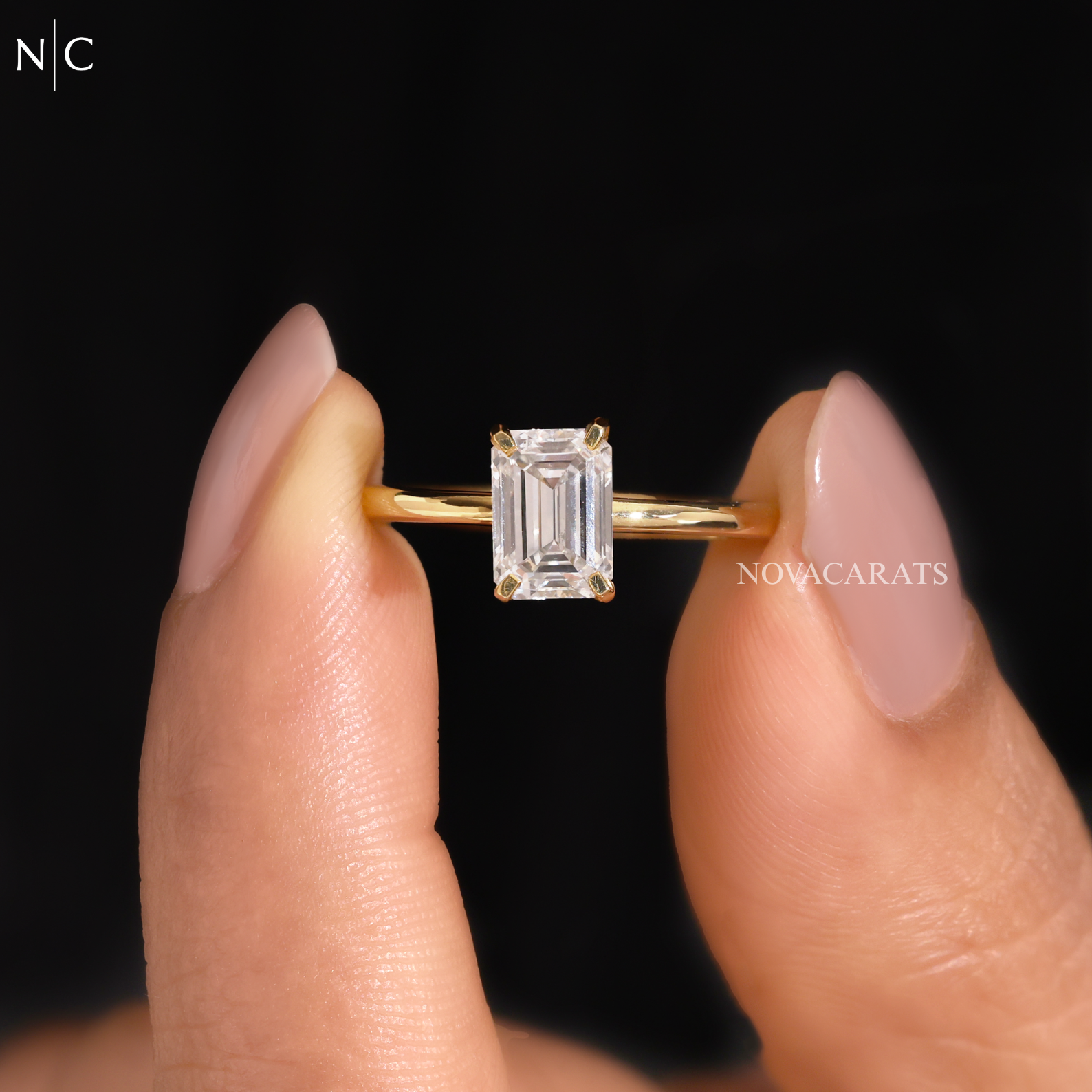Emerald Cut 4 Prong Solitaire Ring