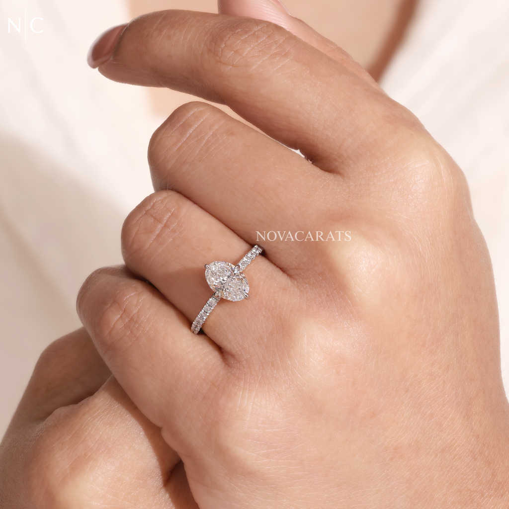 Oval Cut Unique Solitaire Engagement Ring