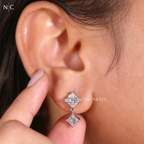 Princess Cut Minimal Drop Earrings