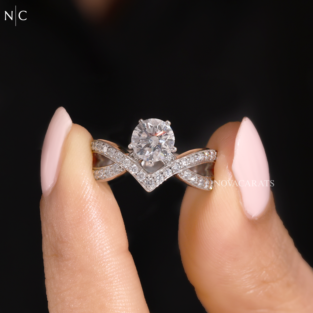 Round Cut Infinity Twist Bypass Split Shank Ring