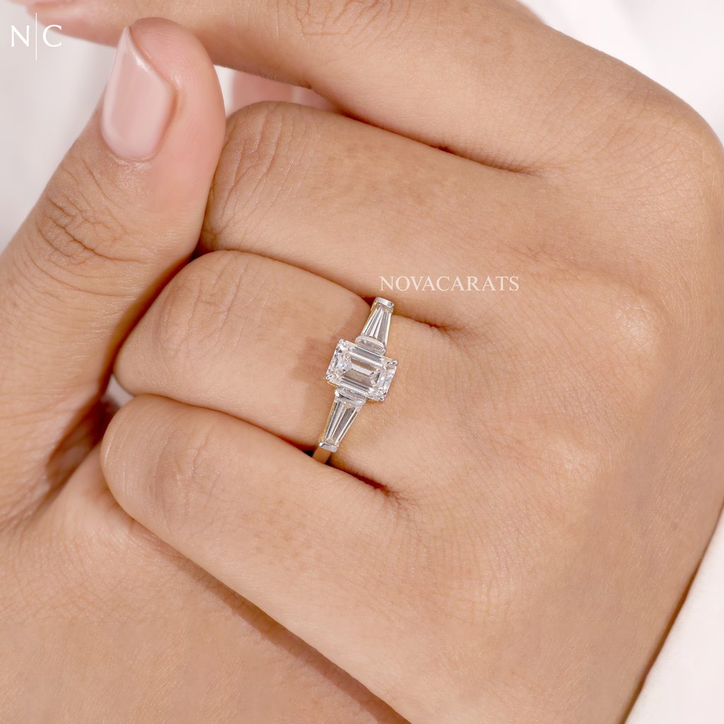 Emerald Cut Three Stone Diamond Ring