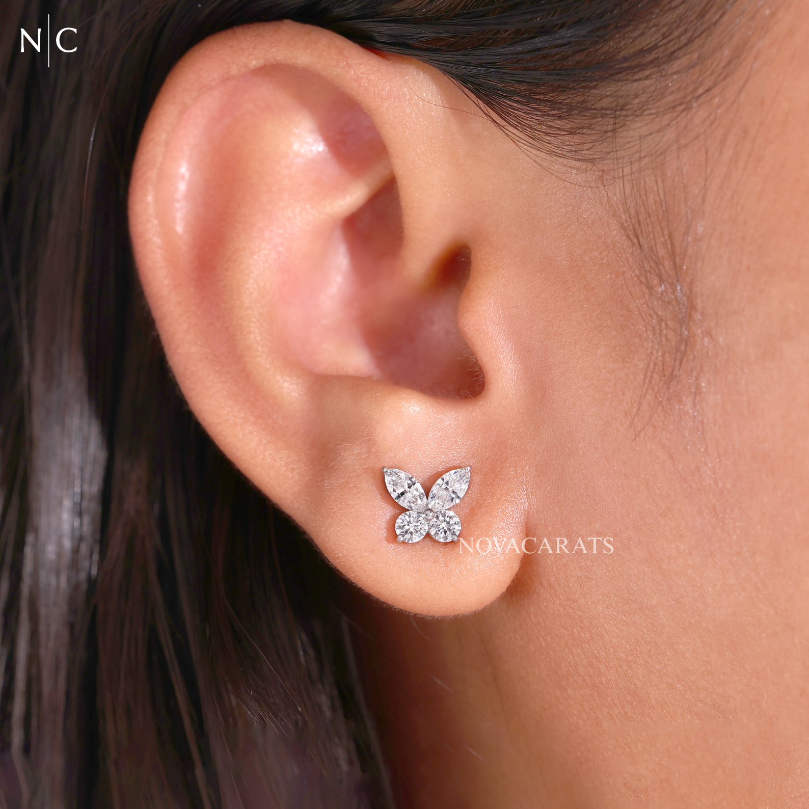 Marquise Cut Butterfly Stud Earrings