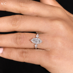 Modern Marquise Kite Side Stone Solitaire Ring