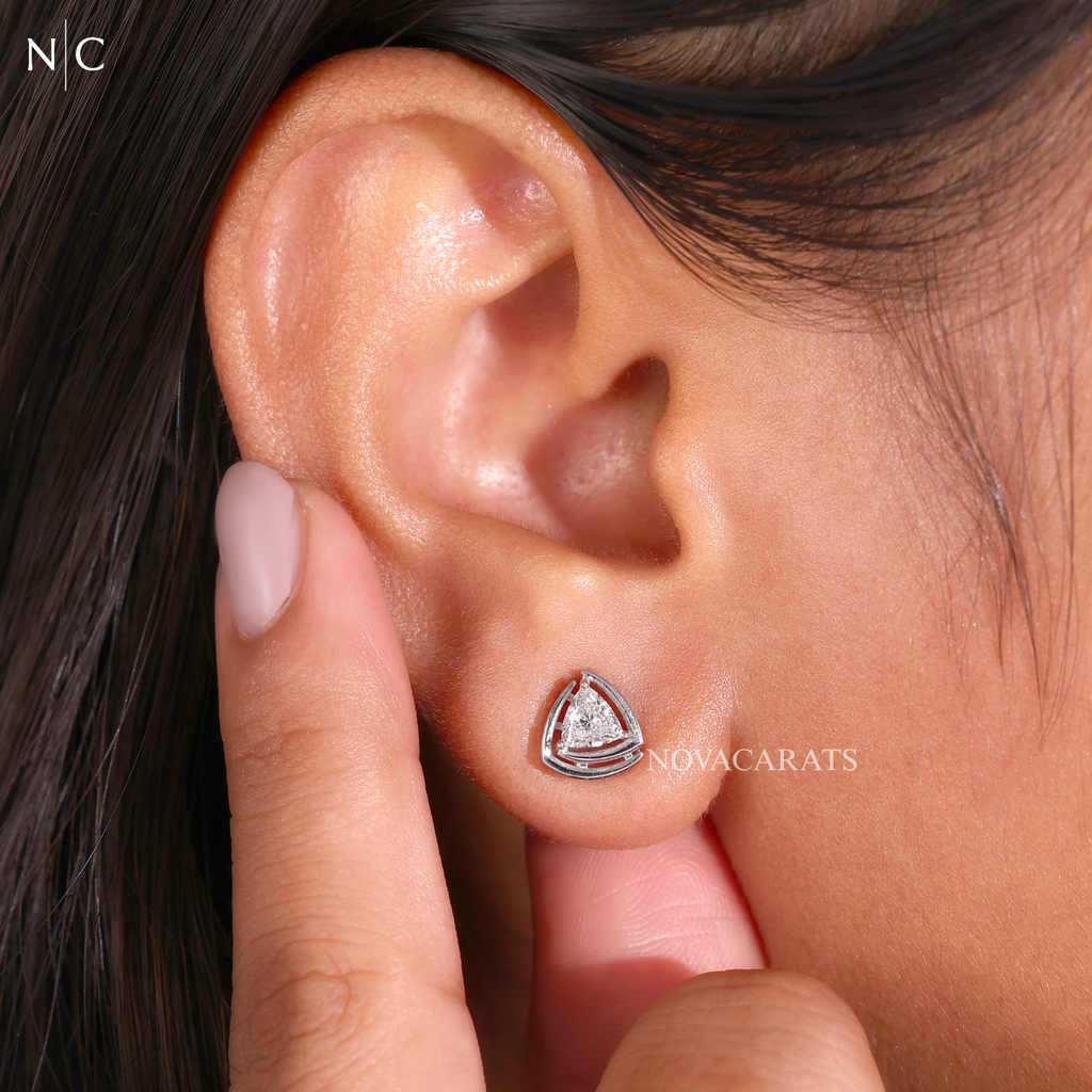 Modern Trillion Cut Stud Earrings