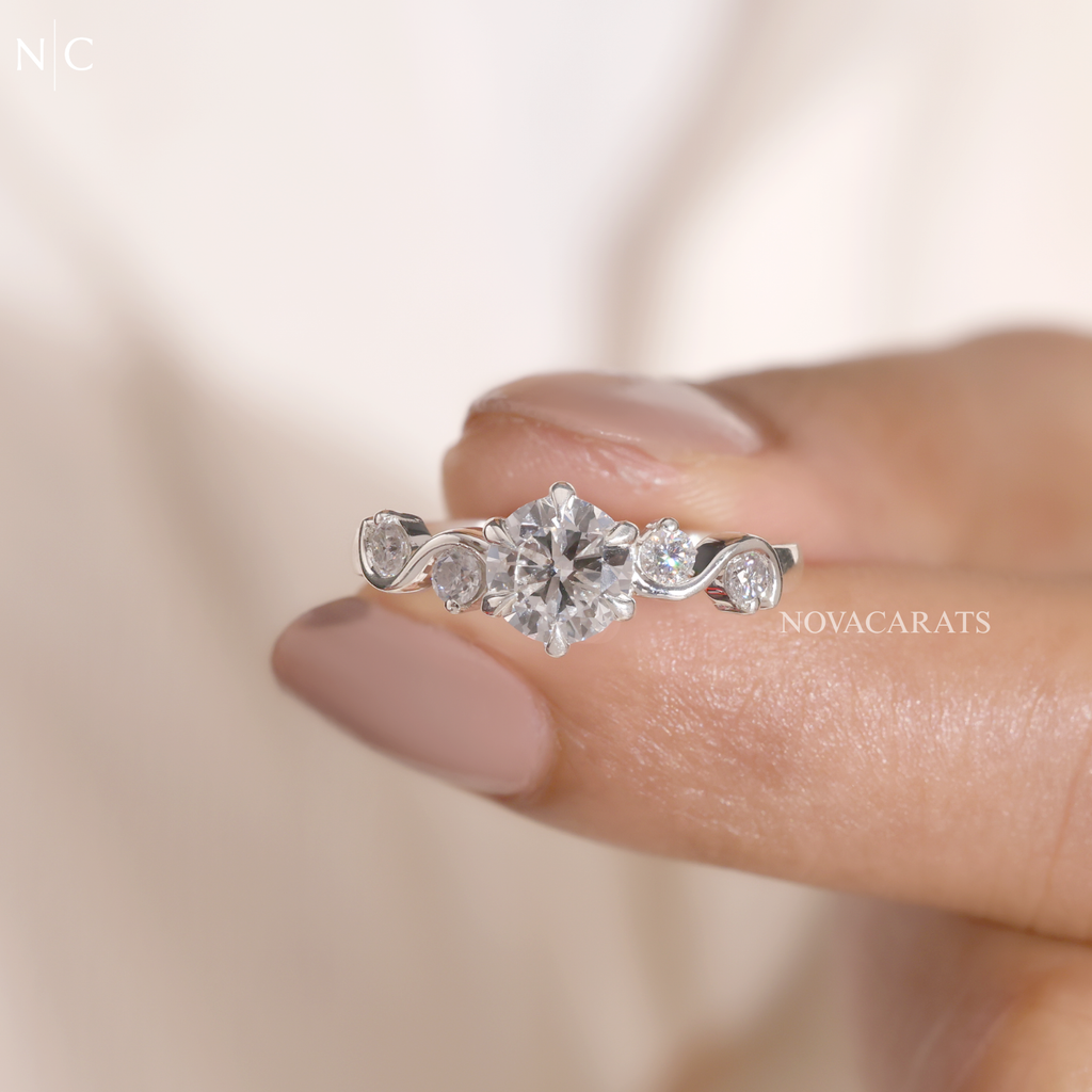 Round Cut Nature Inspired Leaf Vine Ring