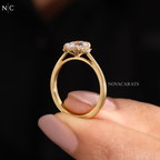 Oval Cut Hidden Halo Solitaire Ring