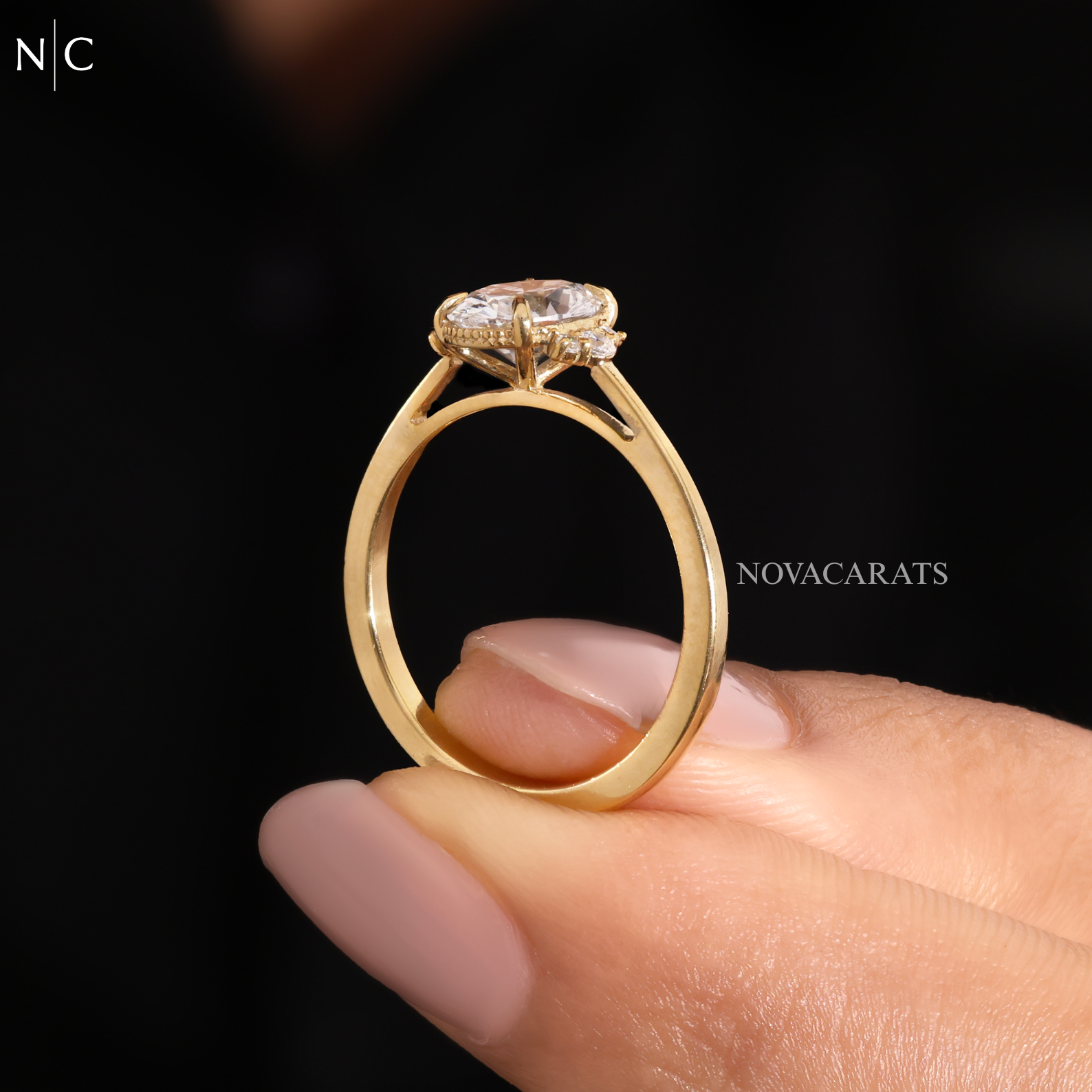 Oval Cut Hidden Halo Solitaire Ring