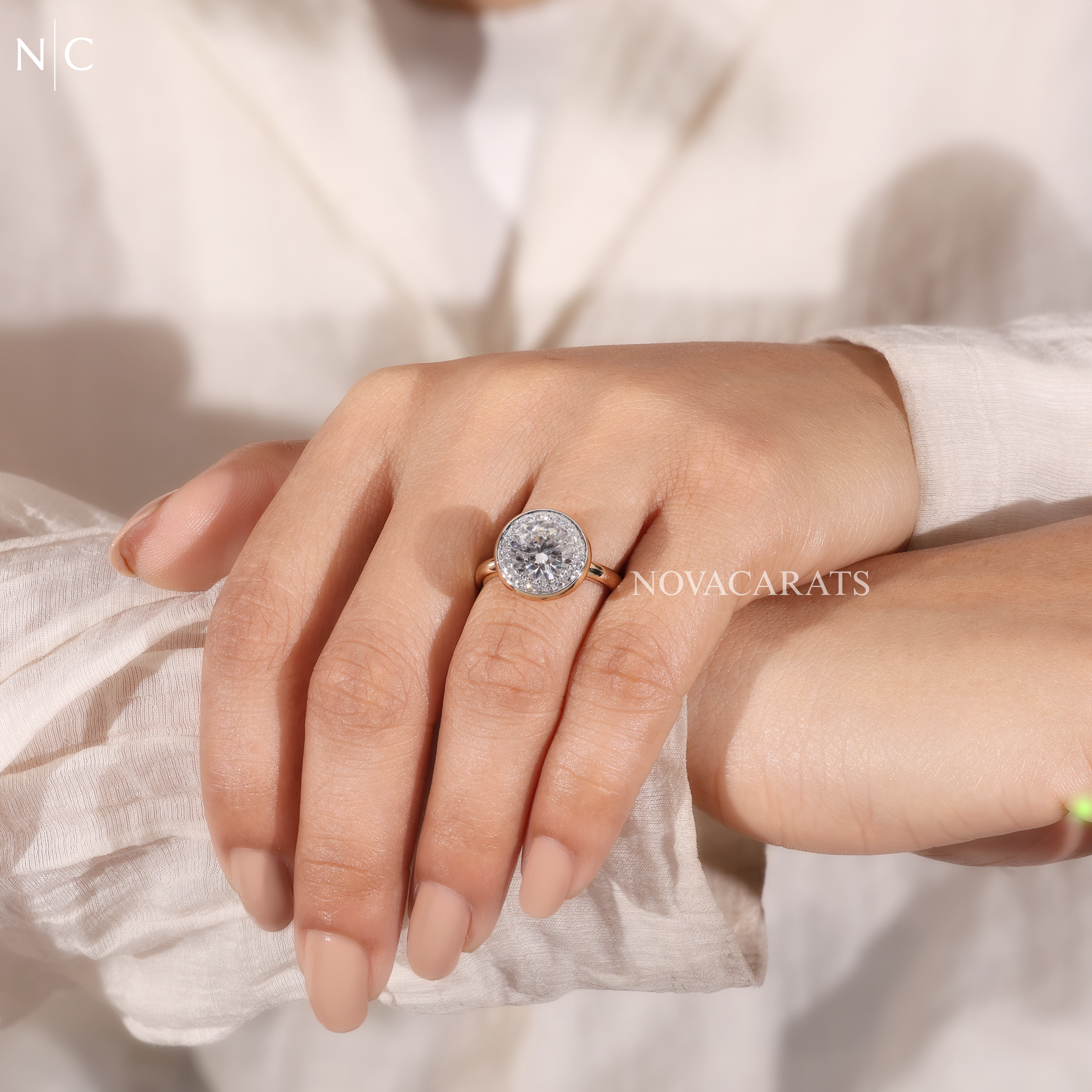 Round Cut Lab Grown Diamond Halo Ring