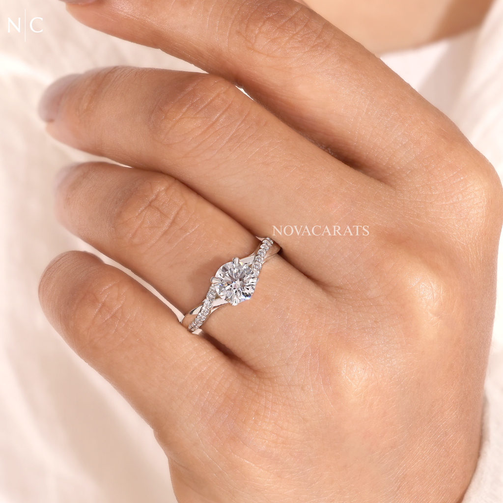Round Cut Infinity Twist Ring