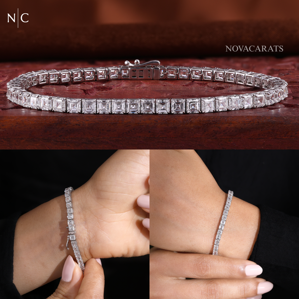 Classic Asscher Cut Diamond Tennis Bracelet