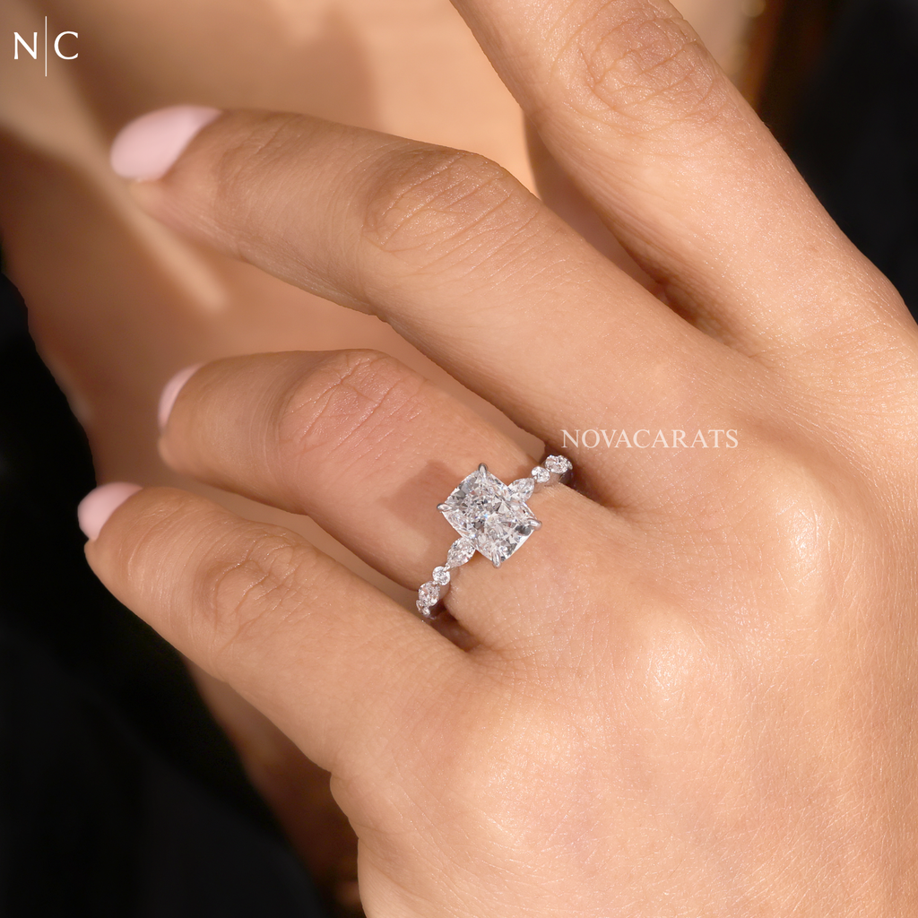 Nature Inspired Radiant Cut Accent Ring