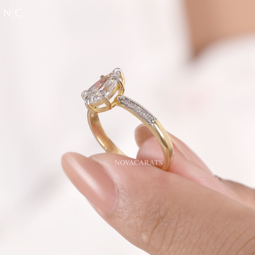 Pear Cut Hidden Halo Solitaire Ring