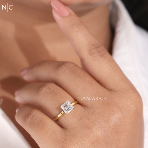 Square Asscher Lab Diamond Engagement Ring