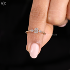 Nature Inspired Emerald Cut Accent Solitaire Ring
