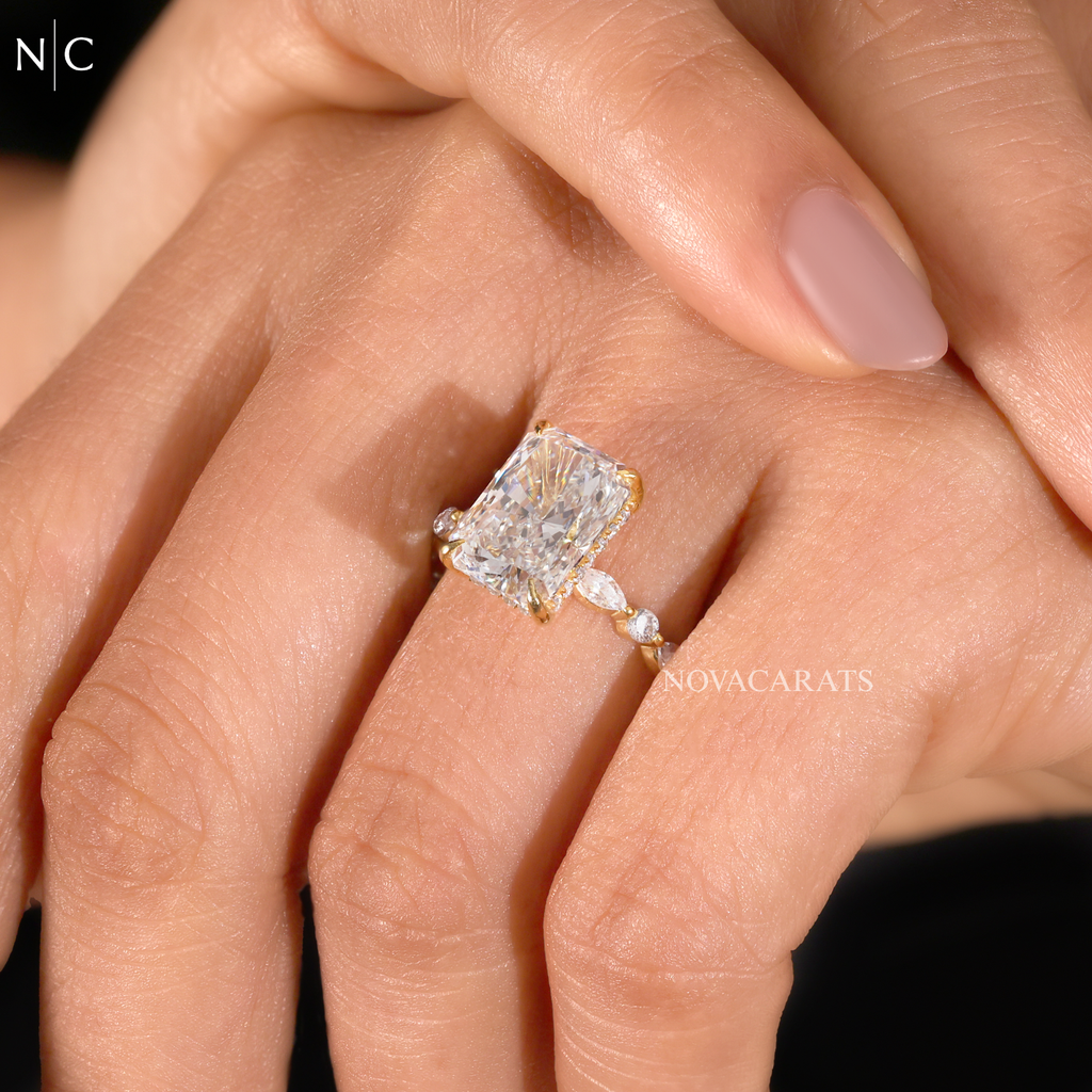 Radiant Cut Hidden Halo Engagement Ring