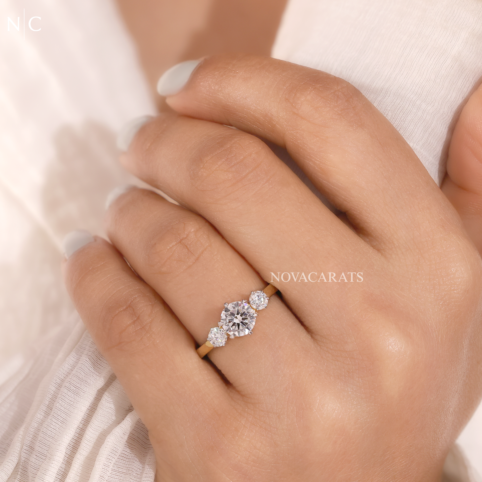 Three Stone Round Cut Classic Engagement Ring