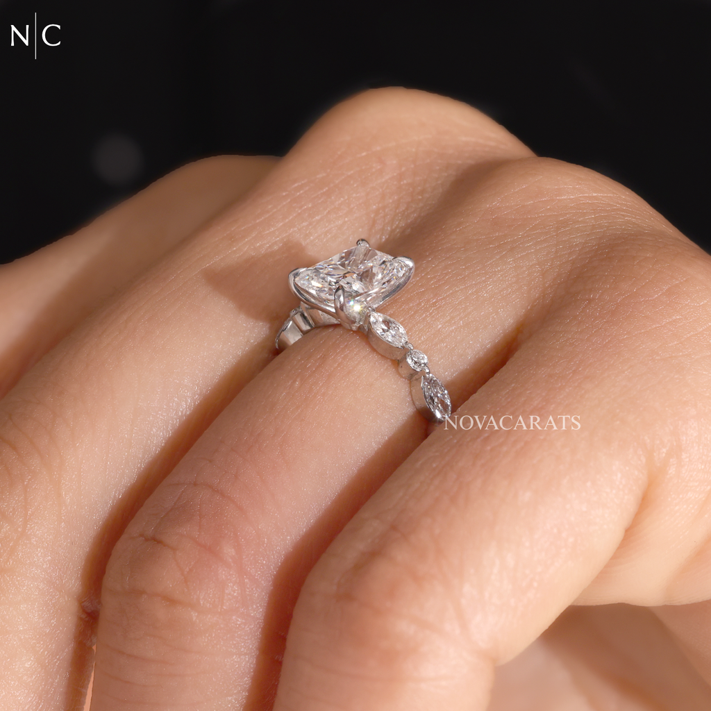 Nature Inspired Radiant Cut Accent Ring