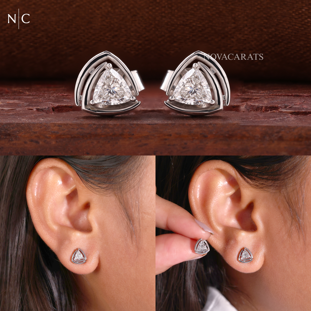 Modern Trillion Cut Stud Earrings