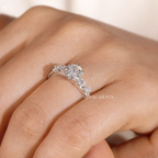 Graduated Round Cut Cascading Side Stone Cluster Ring