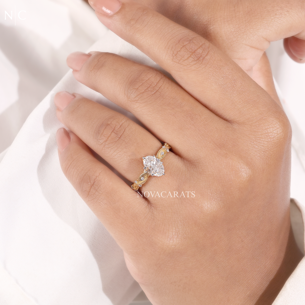Oval Cut Vintage Milgrain Engagement Ring