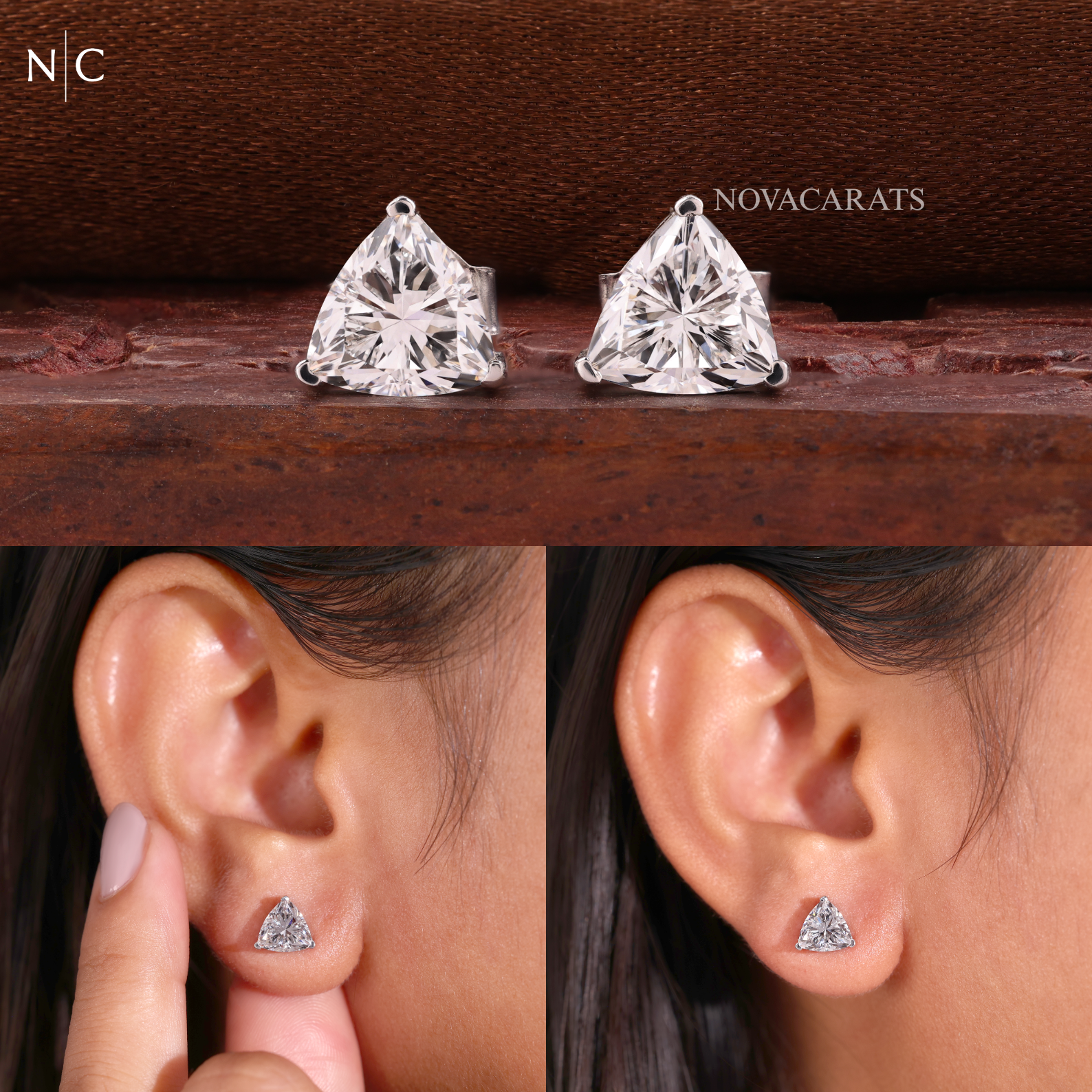 Trillion Cut Stud Earrings