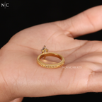 Marquise Cut Vintage Floral Engraved Ring