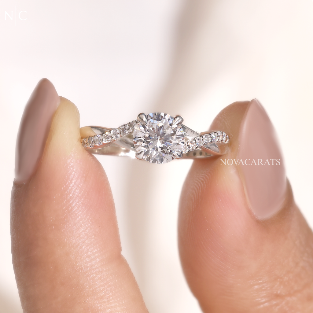 Round Cut Infinity Twist Ring