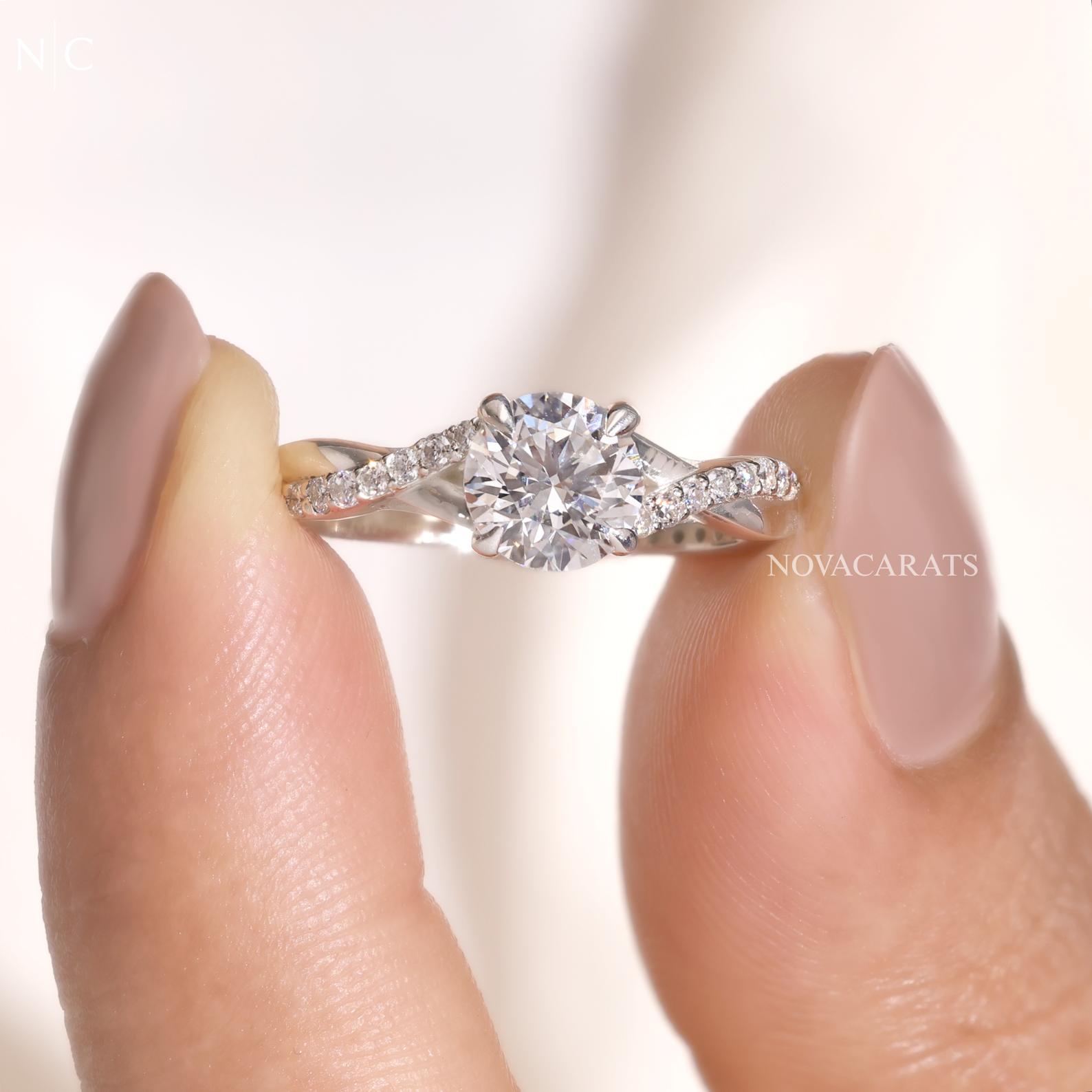 Round Cut Infinity Twist Ring