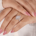 Marquise Cut Unique Floral Halo Ring