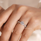 Round Cut Beaded Twist Pave Diamond Ring