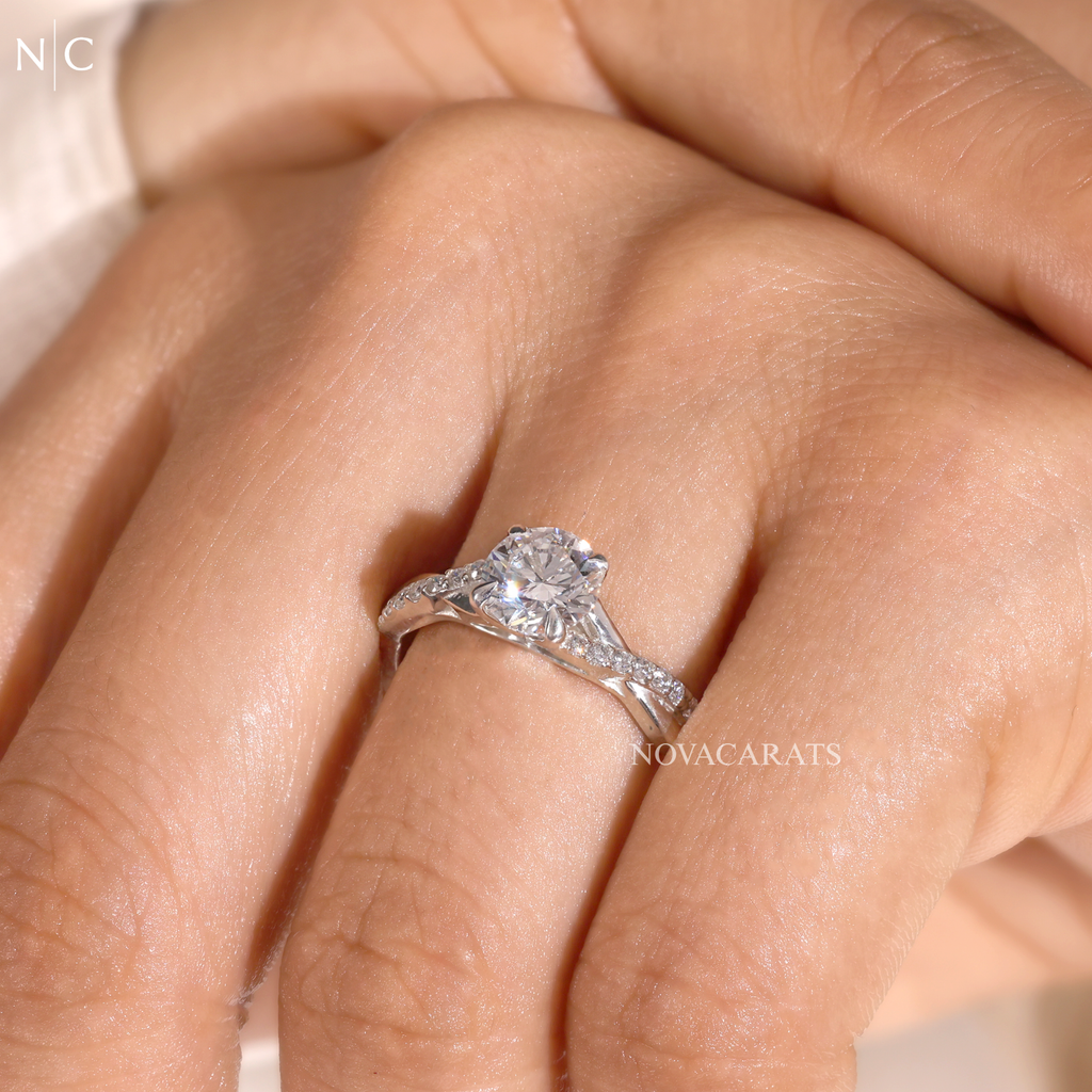 Round Cut Infinity Twist Ring